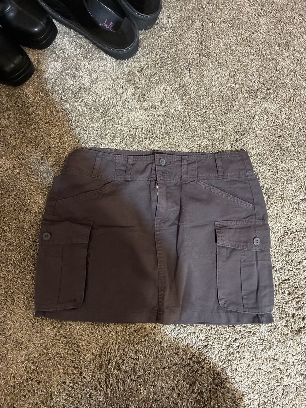 Brandy Melville brown cargo pocket mini skirt